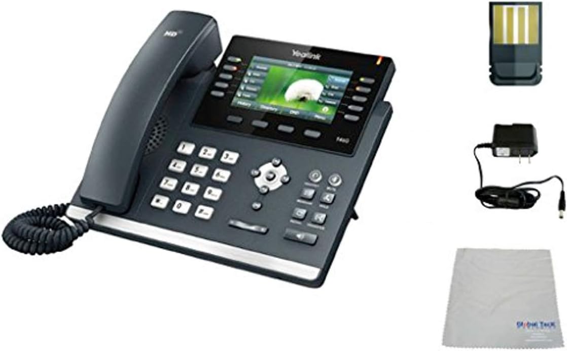 Yealink T46S SIP POE Office Phone Bundle with Power Supply and Microfiber Cloth – Requires VoIP Service – Vonage, Ring Central, 8×8, Mitel or Cloud Services – (T46G Bluetooth Bundle)