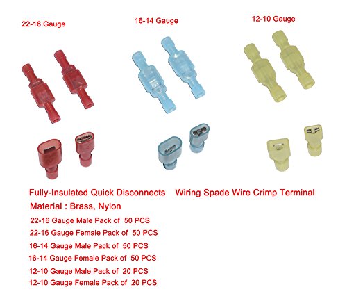 Cofufu 240 Pcs Fully Insulated Male/Female Spade Wire Crimp Quick Disconnects Wire Terminals Connector Set