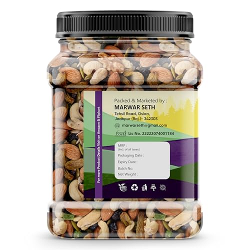Image of Marwar Seth Panchmewa Mix Dry Fruit 1KG | Healthy Mixed Nuts and Seed with Almonds, Cashews, Dates, Pumpkin Seeds, Candied Amla | Reusable Jar Pack