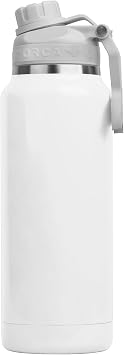 ORCA Hydra 34oz | Insulated, Stainless Steel Water Bottle with Powder Coat Finish & Silicone Grip Whale Tale Handle, Dishwasher Safe Sports Bottle Pearl