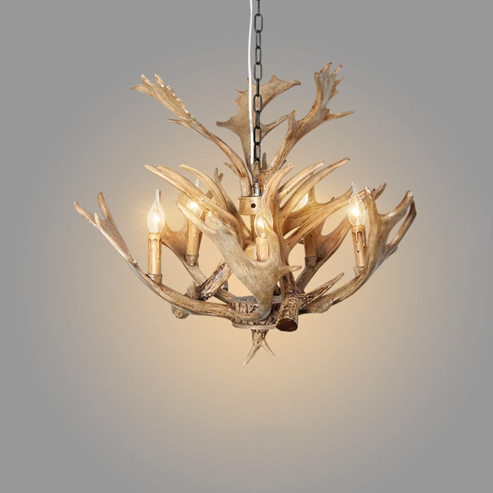 SYAXVOM Antler Chandelier Retro American Country Light Living Room Nordic Creative Restaurant Hotel Personality