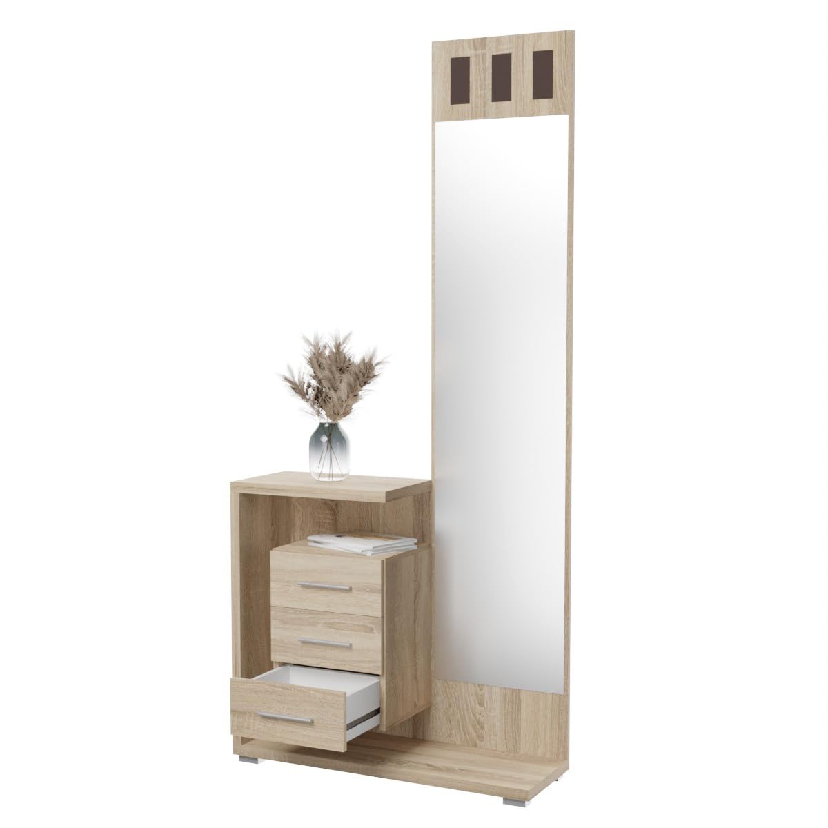 Homey - Mueble Recibidor Vertical, Modelo Odette, Práctico y Funcional, Color Cambria, Medidas: 85 cm Largo x 28 cm Fondo x 190 cm Alto