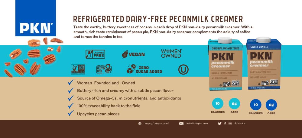 Miniatura 9 de PKN Original - Crema de café sin lácteos alternativa a la leche, hecha de nueces americanas reales, leche de nueces a base de plantas, sin azúcares