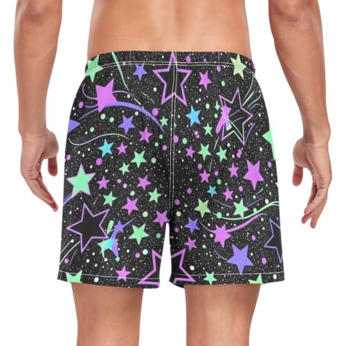 Bañador corto de hombre con estrellas y arcoíris negro de secado rápido 2