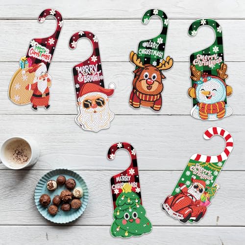 Image of AiYuanzsh Christmas Diamond Painting Door Sign Kit - 5D Special Shaped Drill, No Assembly Needed, Ready to Hang Holiday Crystal Art Door Decoration for Home Wall Window Gift