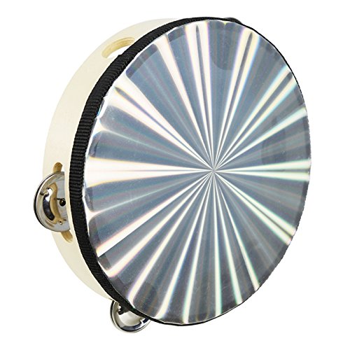 A-Star 8 Inch Sensory Reflective Headed Tambourine, Traditional Single Jingle Row, Educational Musical Instrument