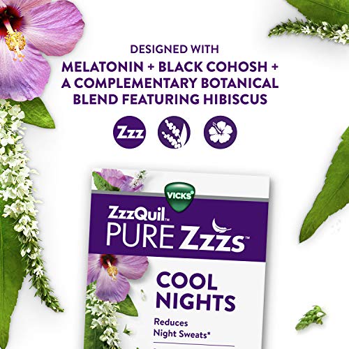 Vicks Zzzquil Pure Zzzs Cool Nights, Night Sweats Reducing, Melatonin Sleep Aid, 90 Tablets #TOP4