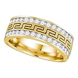 Jewels By Lux Anillo de Banda de Boda de Doble hilera Griego para Hombre 12