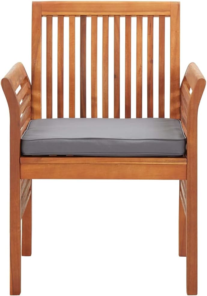 vidaXL Solid Acacia Wood Patio Dining Chair with Cushion - Weather Resistant Outdoor Seat for Backyard, Garden, Balcony