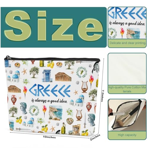 6PCS Greece Makeup Bag Greece Gift Greece Surprise Trip Gift Greece Is Always A Good Idea Zipper Pouch Cosmetics Bag for Women Travel Toiletry Bag Cosmetic Bag for Women2