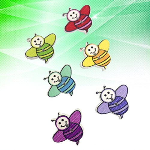 Healifty Bottoni in Legno Forma Ape per Cucito 50