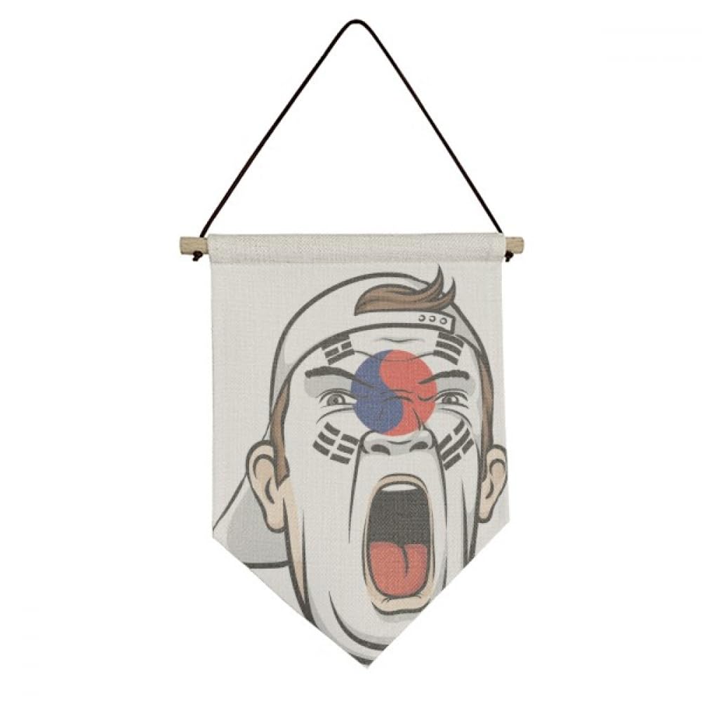 Drapeau coréen pour maquillage du visage en toile durable avec suspension en bois