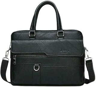 حقيبة لاب توب كلاسيكية لرجال الأعمال باللون الأسود مقاس متوسط