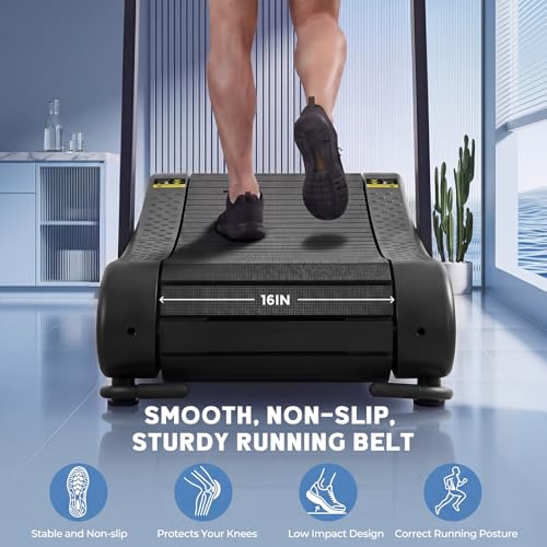 Image of Curved Treadmill, Non-Powered Folding Treadmill, Adjustable Custom Resistance, Equipped with LCD Display, Suitable for Commercial and Home Use, 350 lbs Weight Capacity