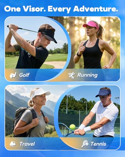 Image of Sport Sun Visor Hat for Women Men - Lightweight Stretchy Polyester Spandex Quick Dry Sweatband Wrinkle Resistant