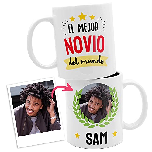 Taza personalizada EL MEJOR (tu texto) DEL MUNDO con nombre y foto 33cl. Regalo original taza de cerámica para novia, madre, amiga, jefa, compañera de trabajo, profe, etc.