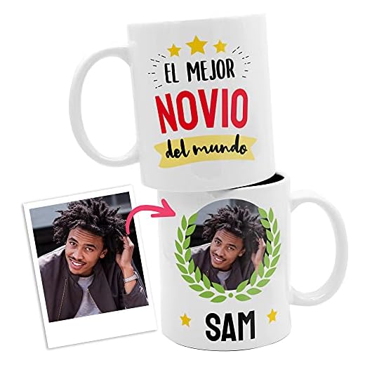 Taza personalizada EL MEJOR (tu texto) DEL MUNDO con nombre y foto 33cl. Regalo original taza de cerámica para novia, madre, amiga, jefa, compañera de trabajo, profe, etc.