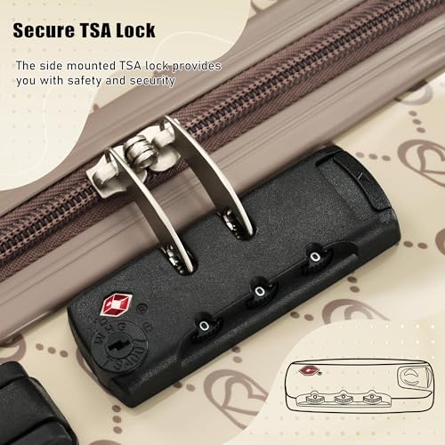 Image of Hardshell Luggage Sets, Lightweight Suitcases with Spinner Wheels, Khaki Pattern