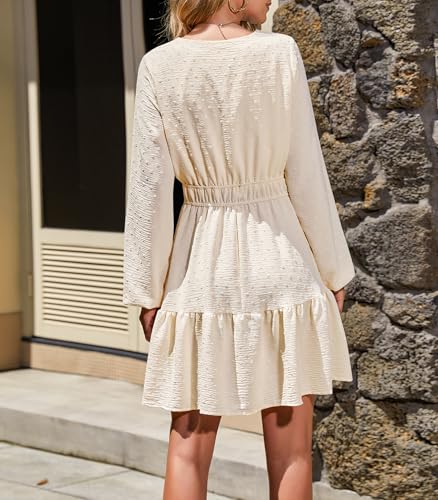 Robe trapèze manches longues col V mini robe taille empire chic ETOSELL - 2