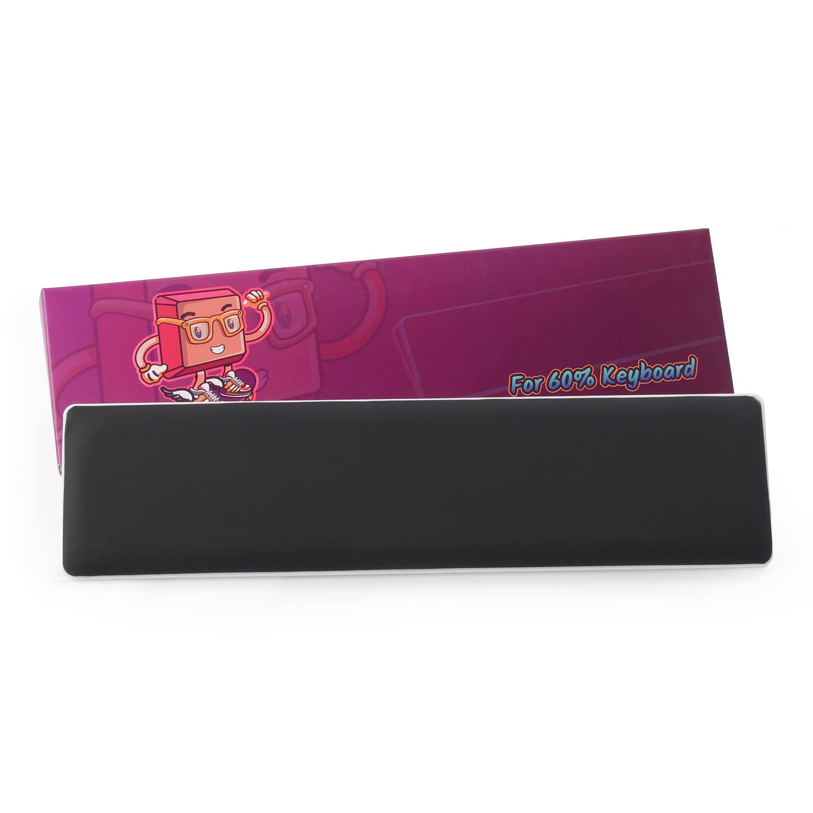 LTCKeyboard Wrist Rest, Cushion Support Pads for Compact 61 Keys 60% Keyboard, for Office, Gaming, Computer PC Laptop Mac Typing, with PU Leather & Anti-Slip Rubber Base, Angle Inclined, Black