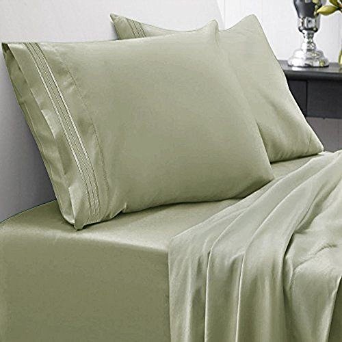 Queen Size Bed Sheets - Breathable Luxury Sheets with Full Elastic & Secure Corner Straps Built In - 1800 Supreme Collection Extra Soft Deep Pocket Bedding Set, Sheet Set, Queen, Sage