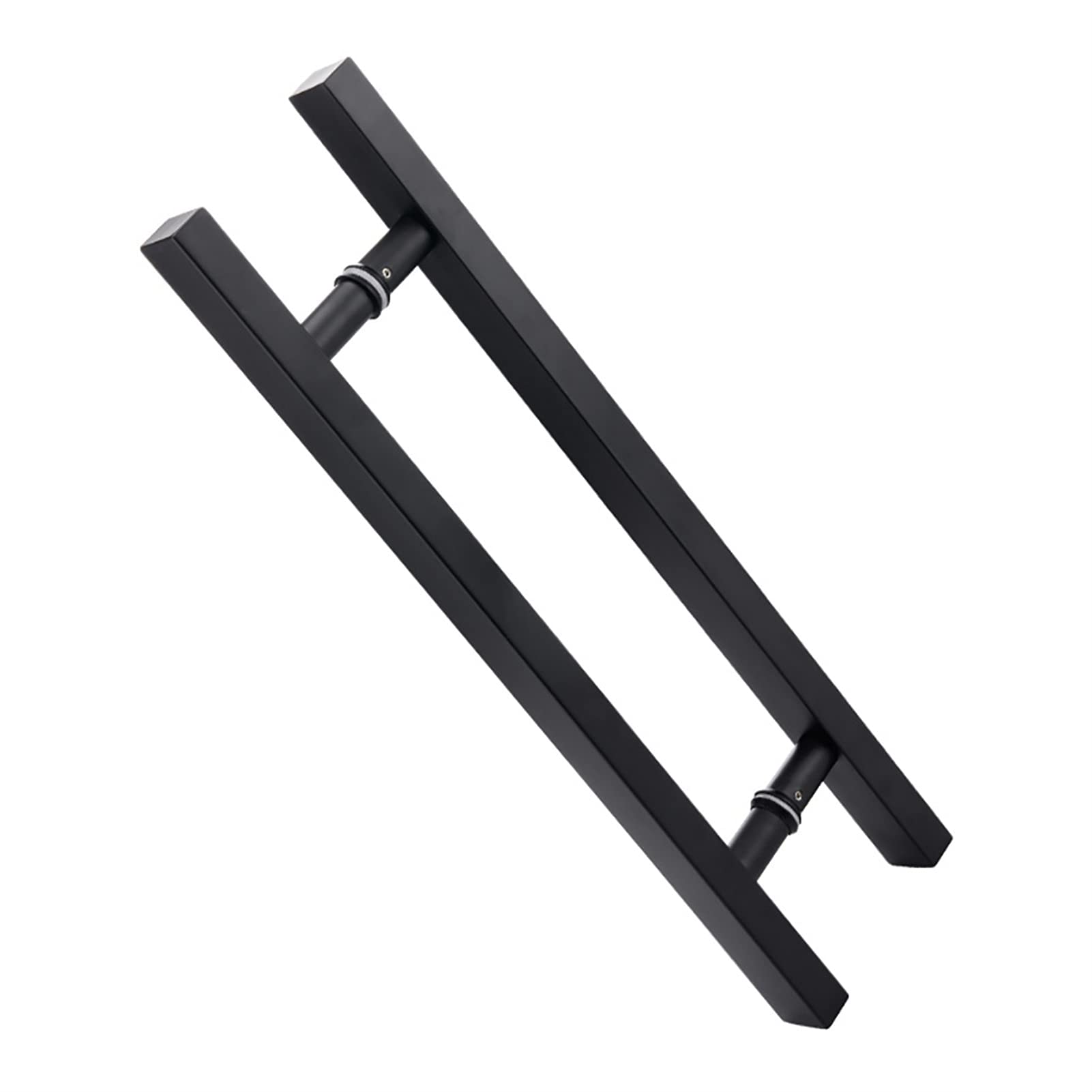 Poignée de porte coulissante en bois et verre avec tirant carré noir mat 1000 x 800 mm