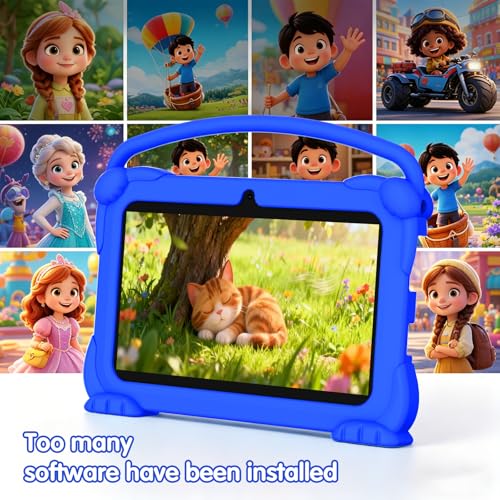 Image of 7 inch Kids Tablet, Android Tablet for Kids, 4GB RAM+32GB ROM+1TB Expand, Toddler Tablets with Shockproof Case, Parental Contral, 1024*600 IPS Screen, 3000mAh Battery, Educational, Games, Blue