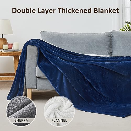 JKMAX Heated Electric Blanket Twin Size - 62"x84" Flannel Heating Blanket with 10 Heating Levels & 5 Time Settings Over-Heat Protection, Winter Warmer for Adults with ETL Certification(Navy Blue)