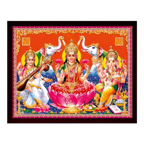 Handicraft Store Lakshmi, Ganesha i Saraswati, eleganckie i dekoracyjne połączenie nadruku do domu i biura, na prezent i pomyślny cel, niezbędny do domu i biura oraz prezent
