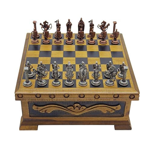 Set de Ajedrez de Madera con Caja y Piezas Metálicas miniatura 1