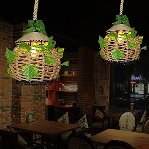Lustre géométrique corde de chanvre suspension vintage bistrot - 4