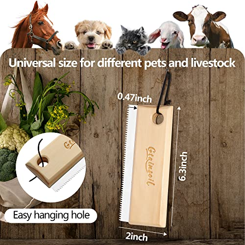 Shedding and Grooming Tool - Brush Scraper for Pets' Undercoat, Horses, Cattle, and Cats, Wooden Handle with Stainless Steel Blade - Thumbnail 6