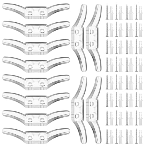 Ouligay 12 Pcs Clear Cord Cleats for Blinds, Window Blind Cord Winder Safety Cord Cleats with Screws Plastic Transparent for Home Office Window Curtains Sun Shades Ropes