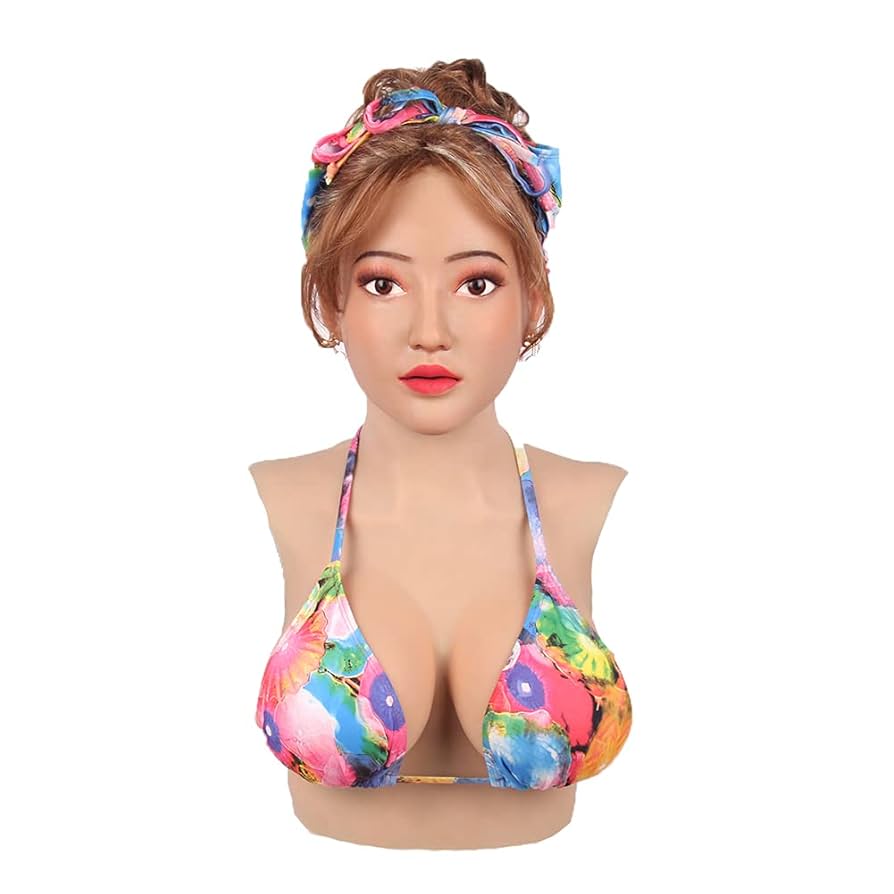 人工乳房　シリコンバスト　フィメールマスク一体型モデル　Eカップ01 Amazon | BODYME フィメールマスク シリコンバスト付き 女装仮面