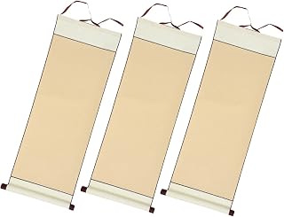 EXCEART Calligraphy Scroll Paper with Wooden Rods 3Pcs Blank Calligraphy Scroll Paper Japanese Water Writing Thick Blank Painting Hanging Rolls