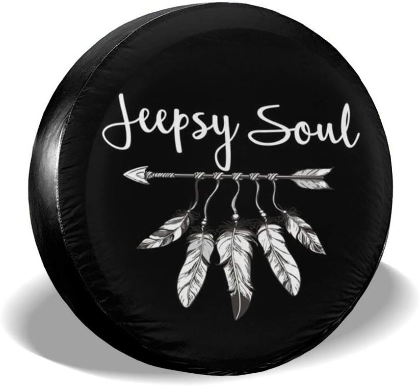 Spare Tire Covers Jeepsy Soul Universal Waterproof Sun Protector Dust - Proof Wheel Covers for Jeep, Trailer, RV, SUV, Truck, Camper and Other Vehicle 14 15 16 17 Inch
