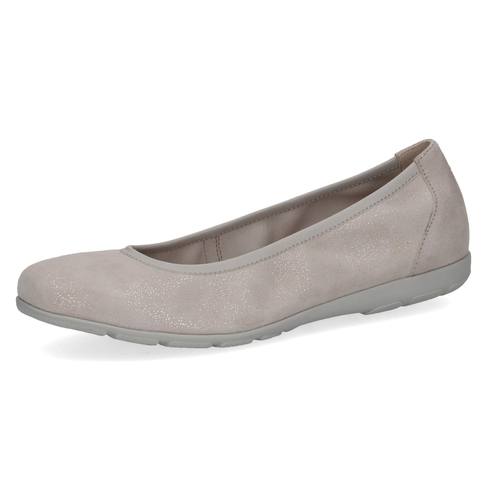 Caprice Women's Ballet Flats in Leather, Gray (LT Grey SPARKL), 8 UK