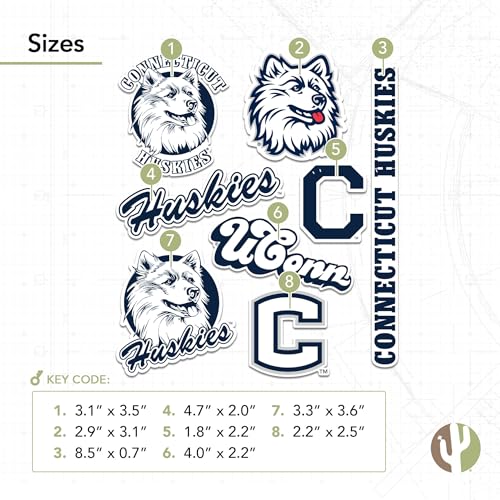 Autocollant vinyle UConn Huskies authentique Desert Cactus T2 pour une finition premium