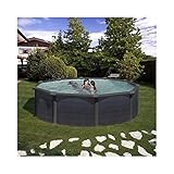 Gre KITPR458GF – Piscina Desmontable con decoración Grafito, 460 x 132 cm, filtración 6 m3/h, con Postes Laterales