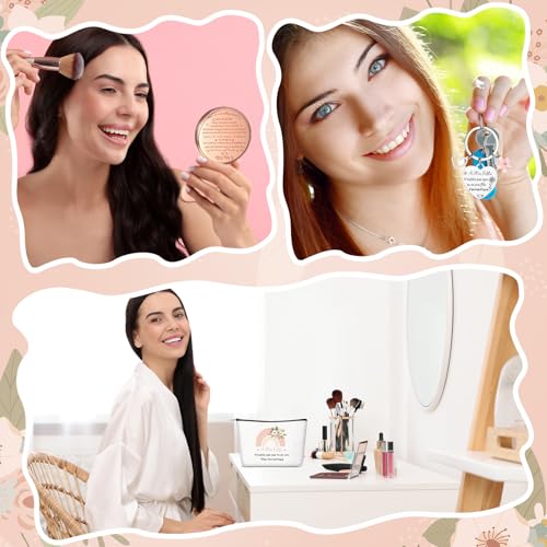 Xuniea 3 Cadeaux pour Ma Fille Inclure Trousses de Maquillage à Fermeture Éclair Porte-Clés avec Pendentif Fleur et Miroir de Poche Cadeau 18 Ans Fille Mariage Noël – vue 7
