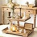Hanobe Tiered Tray for Table Decor: Easter 2 Tier Decorative Tray Stand for Coffee Bar - Large Farmhouse Display Stands for Seasons - Wood for Kitchen Counter Decorations