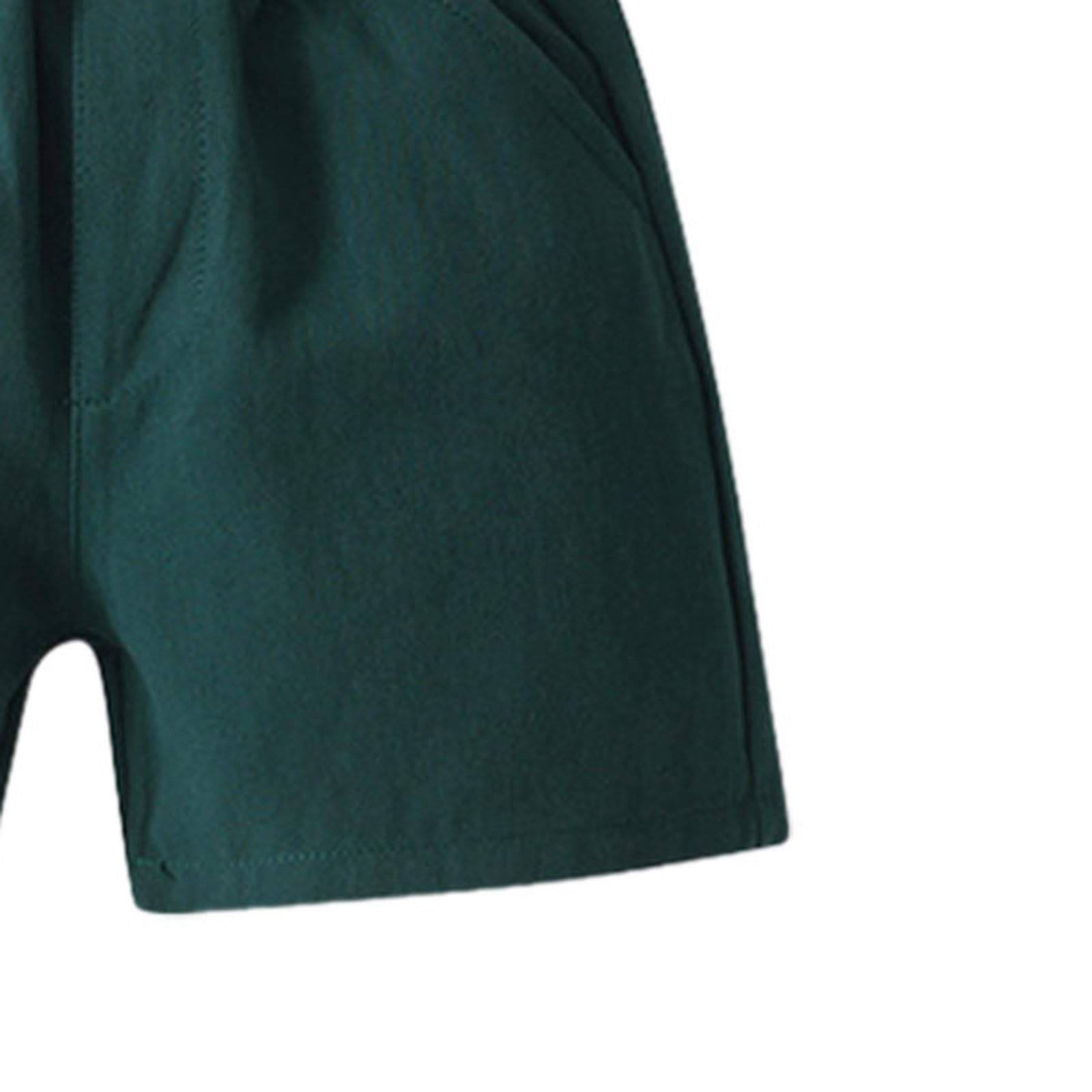 Traje de caballero para niño, camiseta con tirantes, pantalones cortos para niños, ropa de caballero, suéter para bebé y niño, 86 set, Verde militar., 18-24 meses
