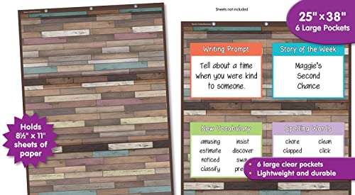 Teacher Created Resources Tabela de 6 bolsos de madeira recuperada (66 x 96 cm) (TCR20326)