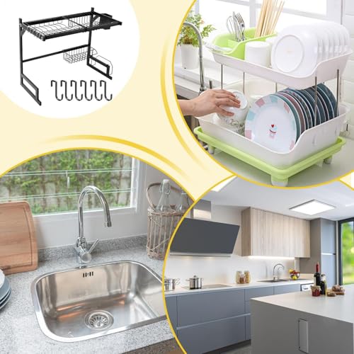 Sink Drying Rack - Multifunctional Cutlery Organizer Rack with Chopstick Holder | Sink Drying Kitchen Organization for Dish Sponge, S - Image 4