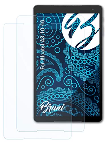 Bruni Película Protectora compatible con Alcatel A3 10 4G Protector Película, claro Lámina Protectora (2X)