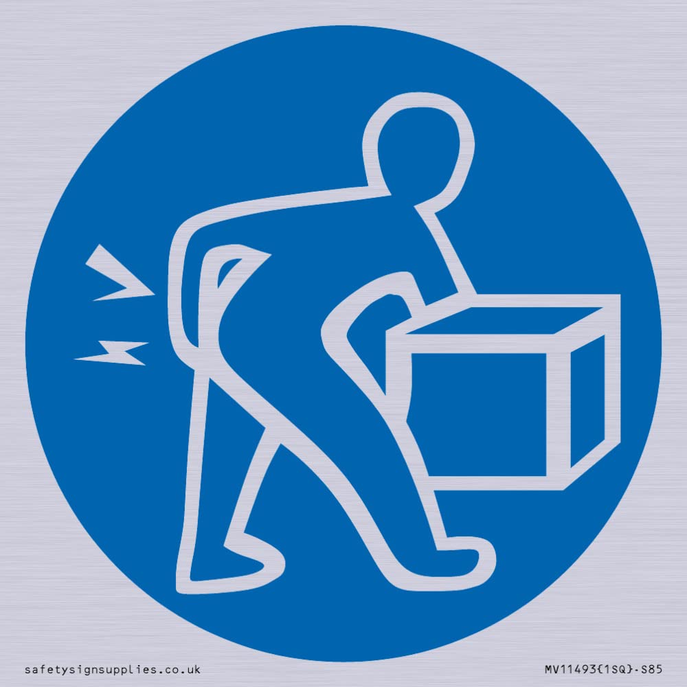 Mandatory: Lift correctly Sign - 85x85mm - S85
