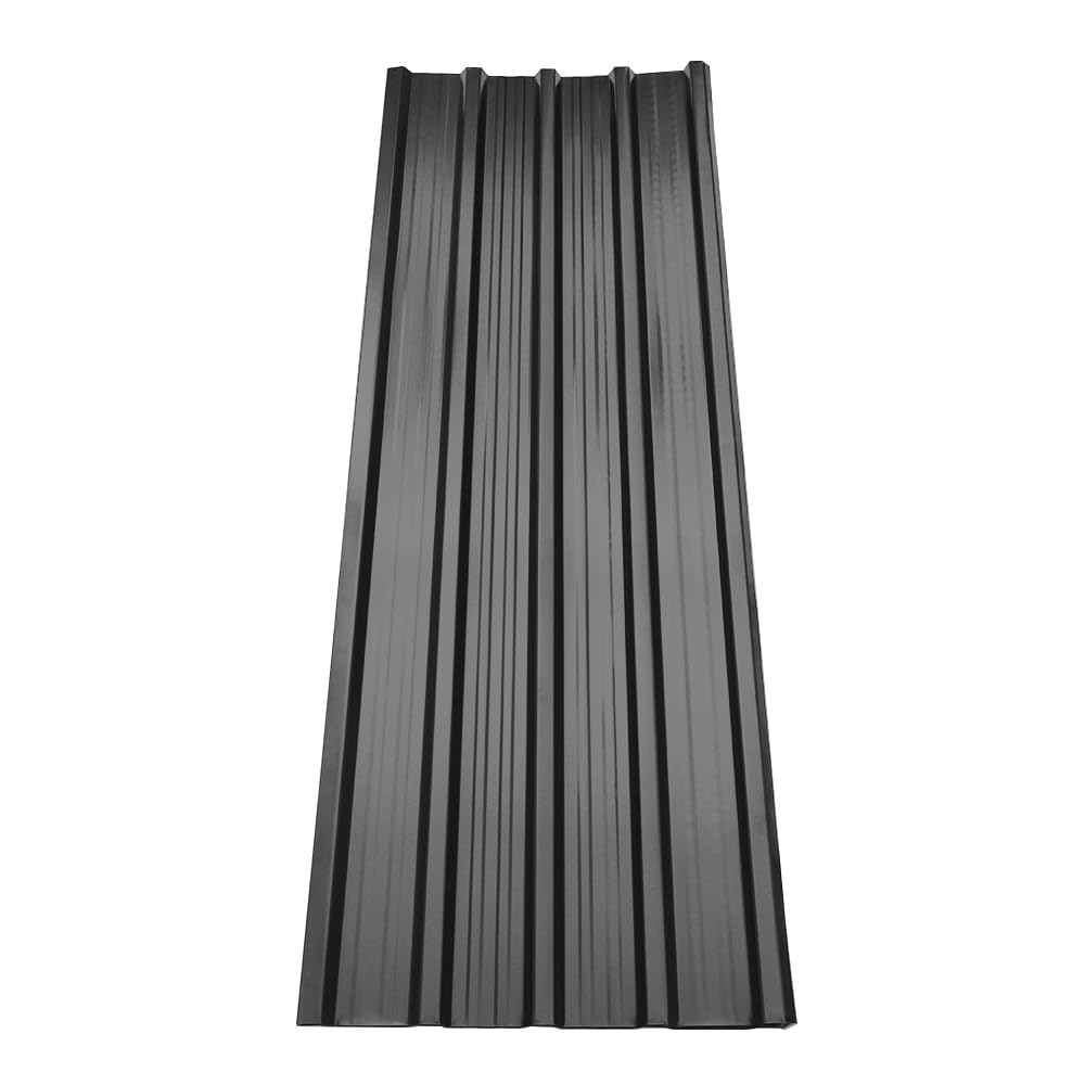 The Fellie 12-Pack Corrugated Roofing Sheets with 50 Screws; 115x45 cm Metal Roofing Sheet, 0.27mm Thickness Heavy Duty Roof Sheets for Shed, Carport & DIY, Black