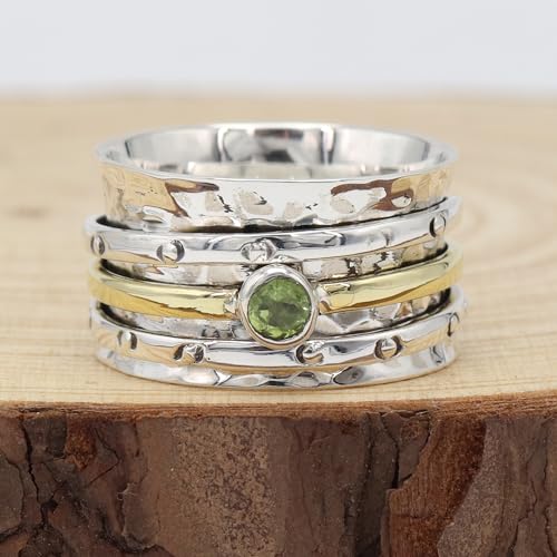 Bague spinner en argent 925 JAY OOLS ornée d'un péridot précieux - 6