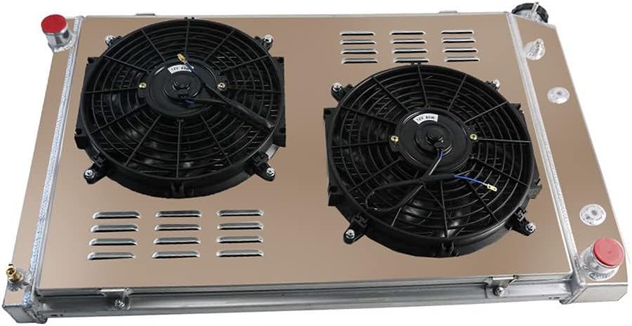 ECMRAD 4 Rows Aluminum Radiator for Chevy K5 Blazer, Silverado 1981-1986 1985 5.7L/5.0L V8 &2x12''Fans&Thermostat Relay kit