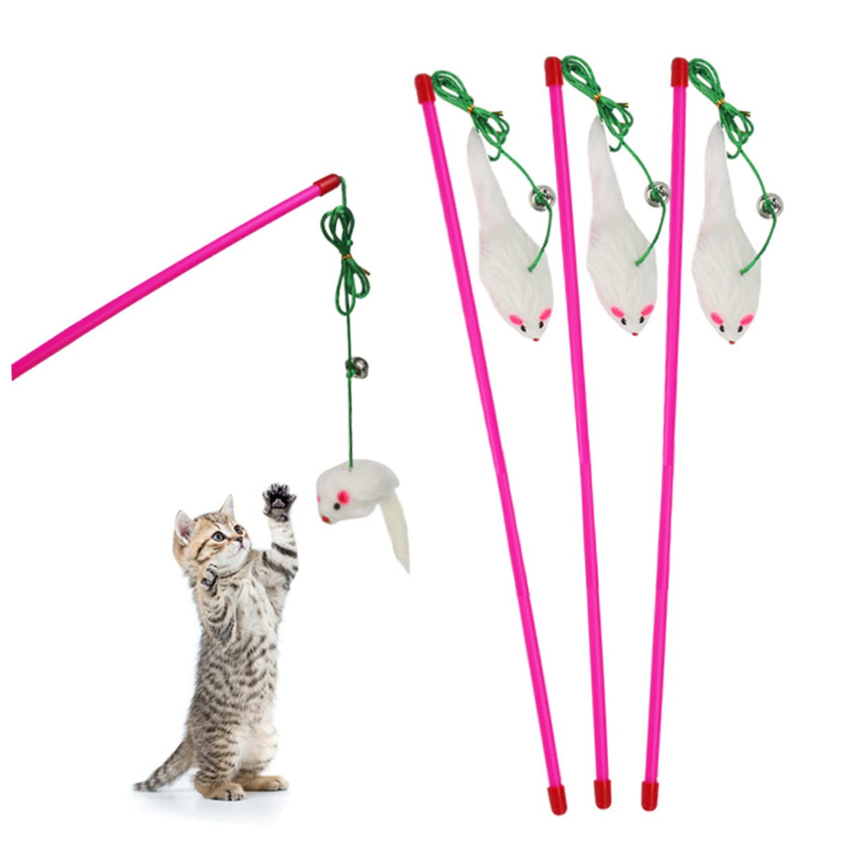 Amosfun 15stücke Teiliges Plüsch- -katzenspielzeug Interaktives Teaser-stab Zufällige Farben Fördert Die Aktivität Und Bindung Zwischen Katze Und Besitzer Für Katzenliebhaber